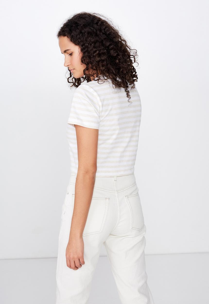 Cotton On - The one baby tee - white & beige 