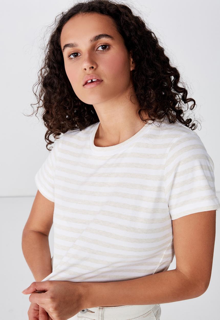 Cotton On - The one baby tee - white & beige 