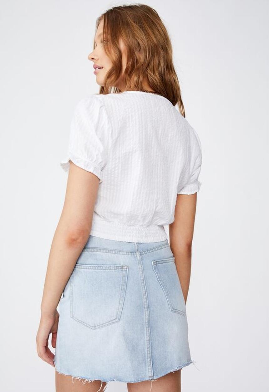Cotton On - Lenny puff sleeve top  - white