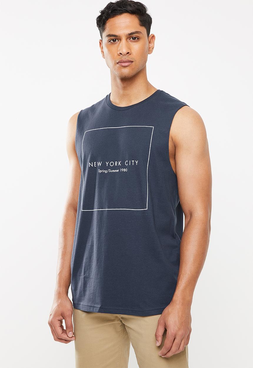Cotton On - Spring summer square Tbar muscle - navy 