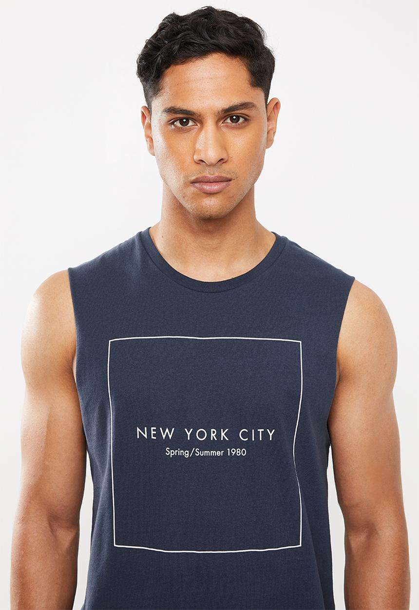 Cotton On - Spring summer square Tbar muscle - navy 