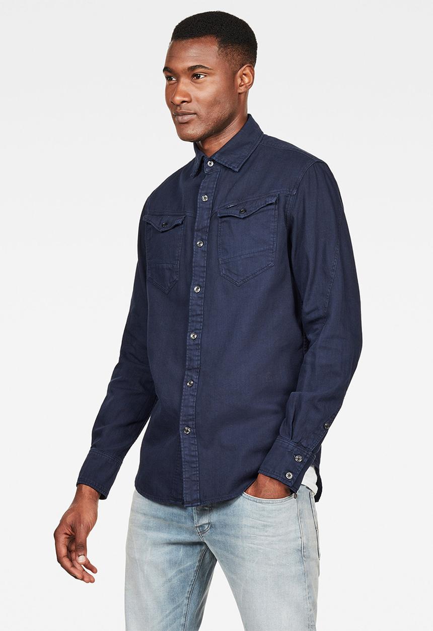 G-STAR - Arc 3d slim shirt long sleeves - sartho blue
