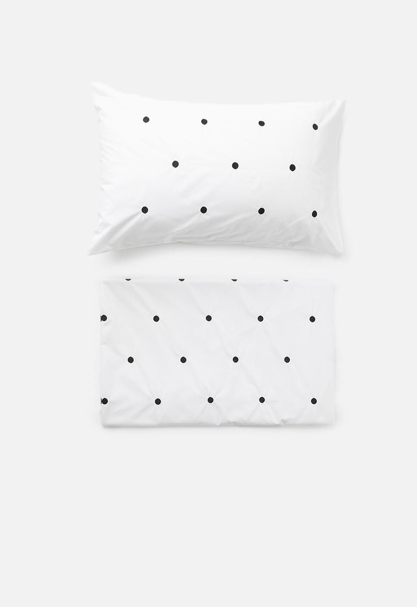 Sheraton Textiles - Doofy dab embroidered duvet cover set - black & white