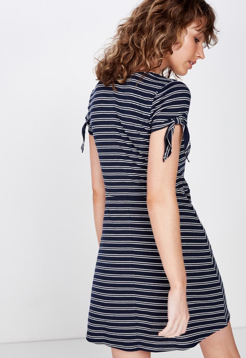 Cotton On - Sadie fit and flare dress - navy & white 