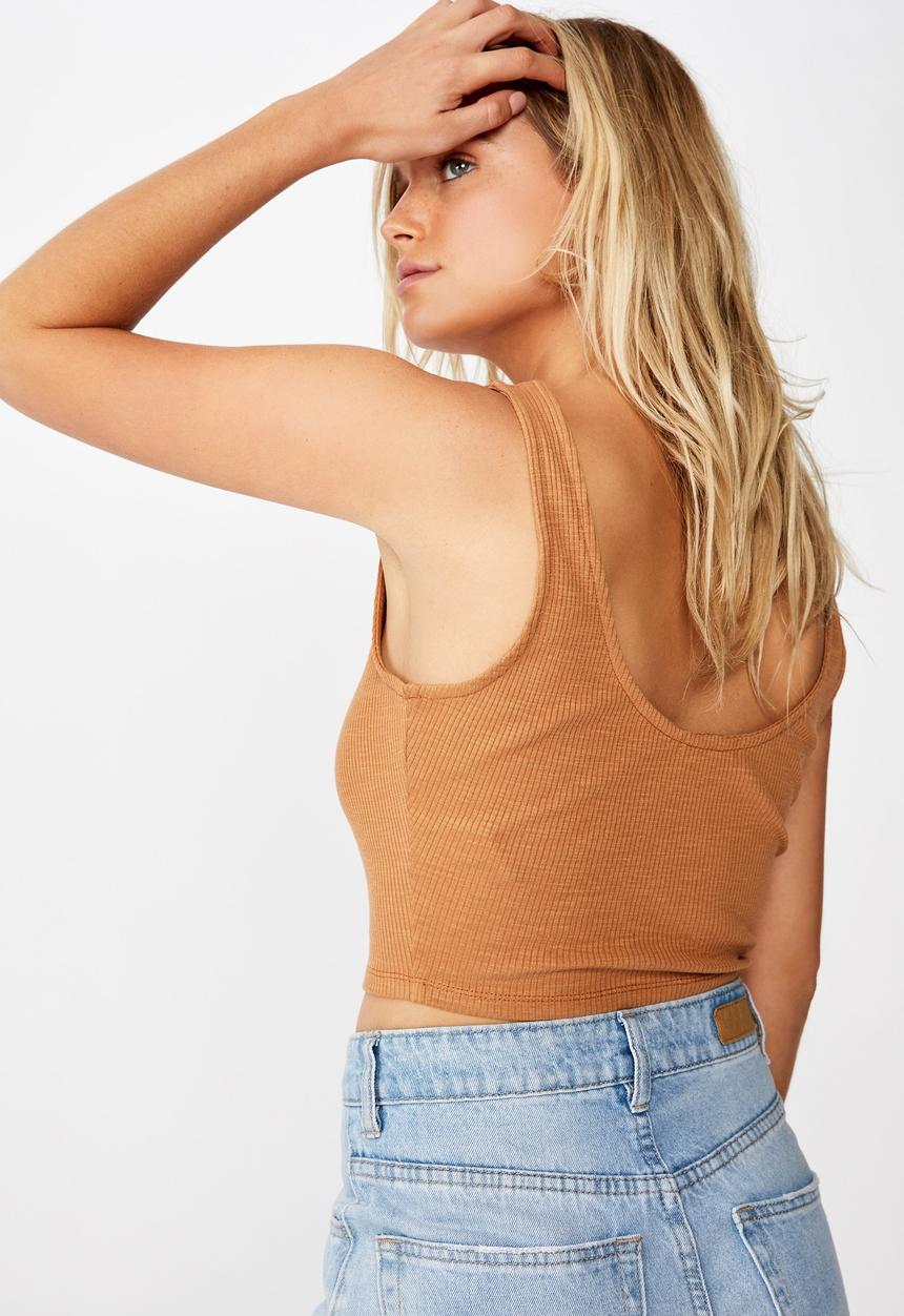 Cotton On - Harlow hook and eye tank  - rust