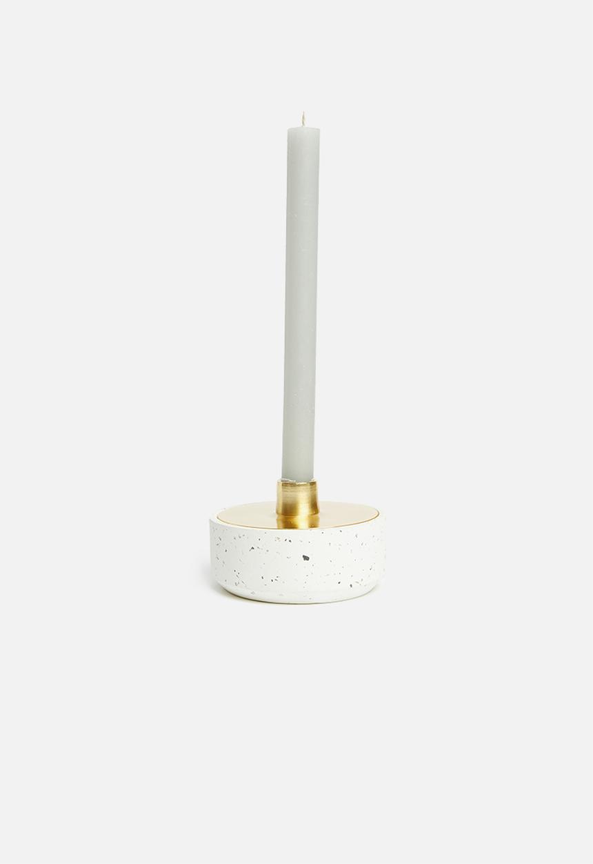 Sixth Floor - Terrazzo trinket candle holder - white & gold