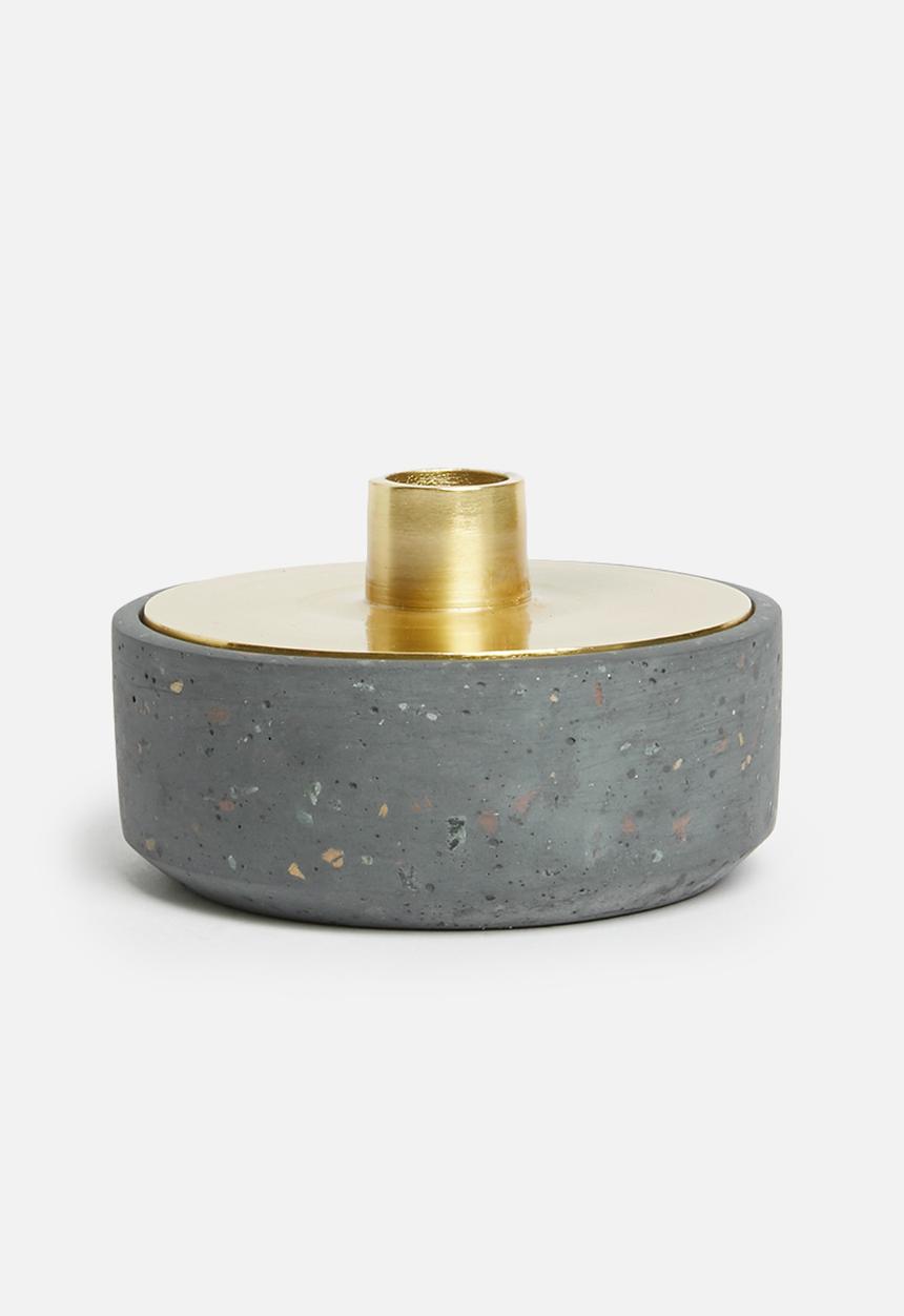 Sixth Floor - Terrazzo trinket candle holder - grey & gold