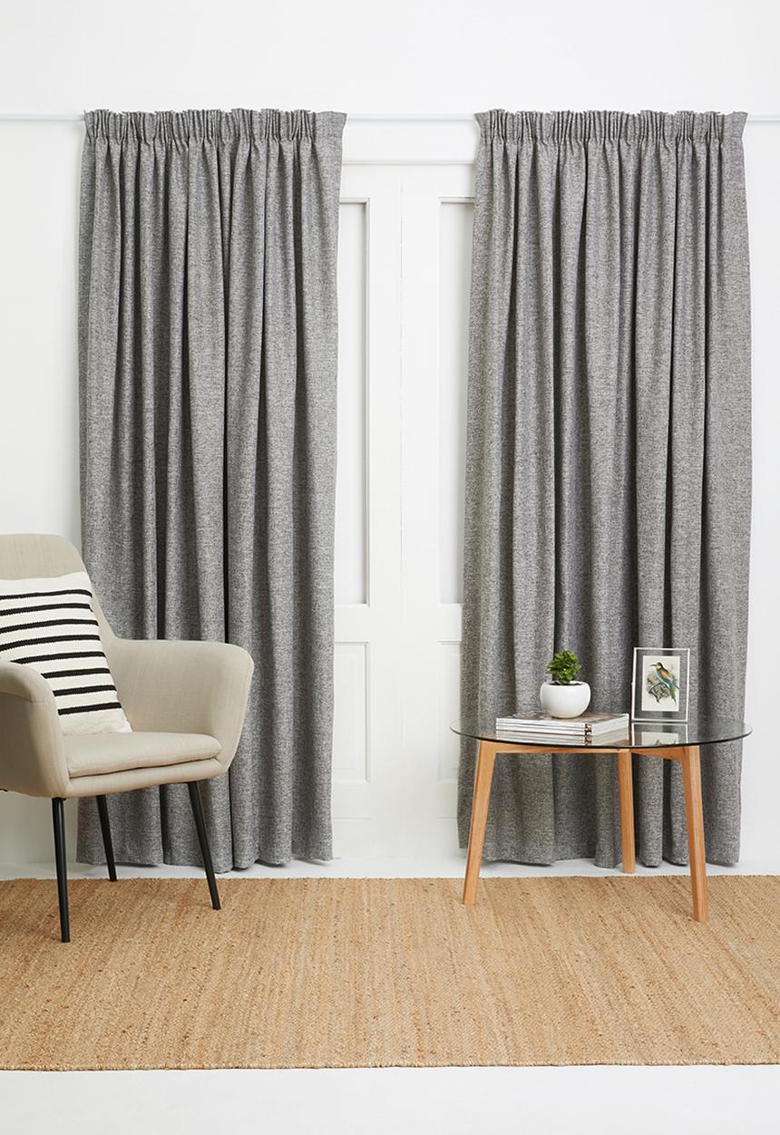 Sheraton Textiles - Manhattan taped curtain - charcoal melange
