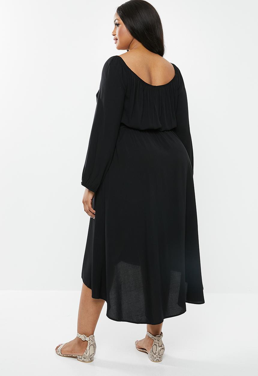 edit Plus - Dipped hem midi dress - black