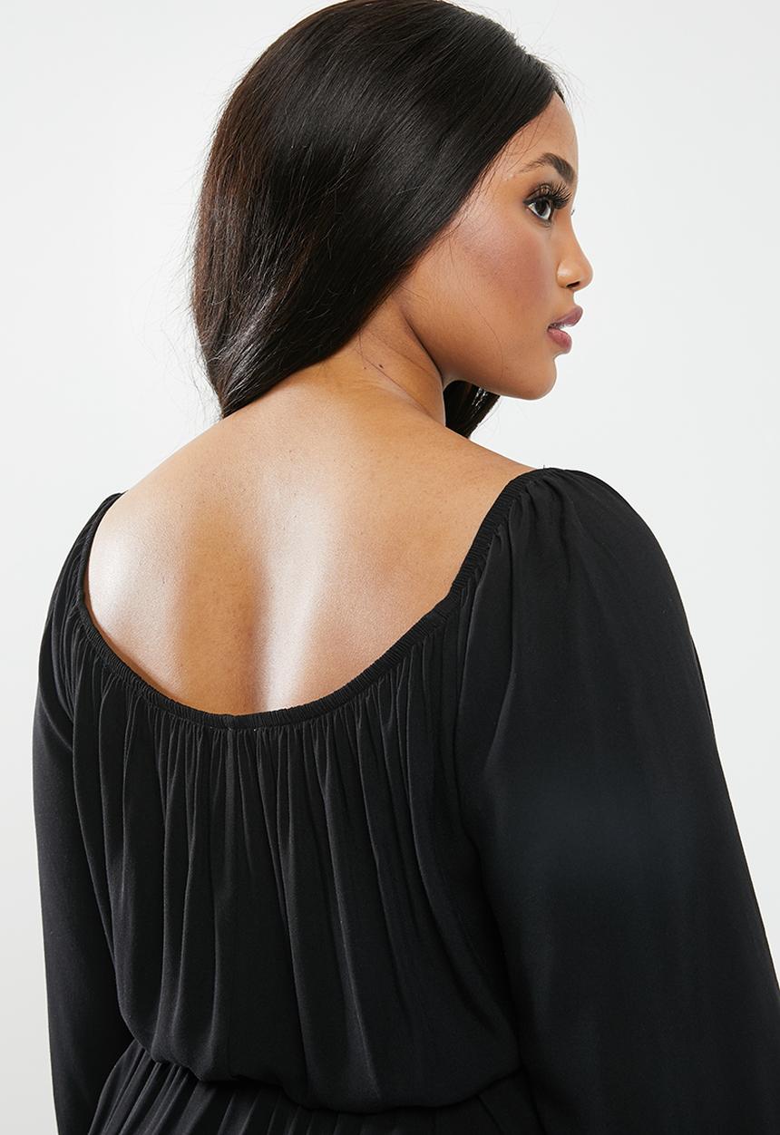 edit Plus - Dipped hem midi dress - black