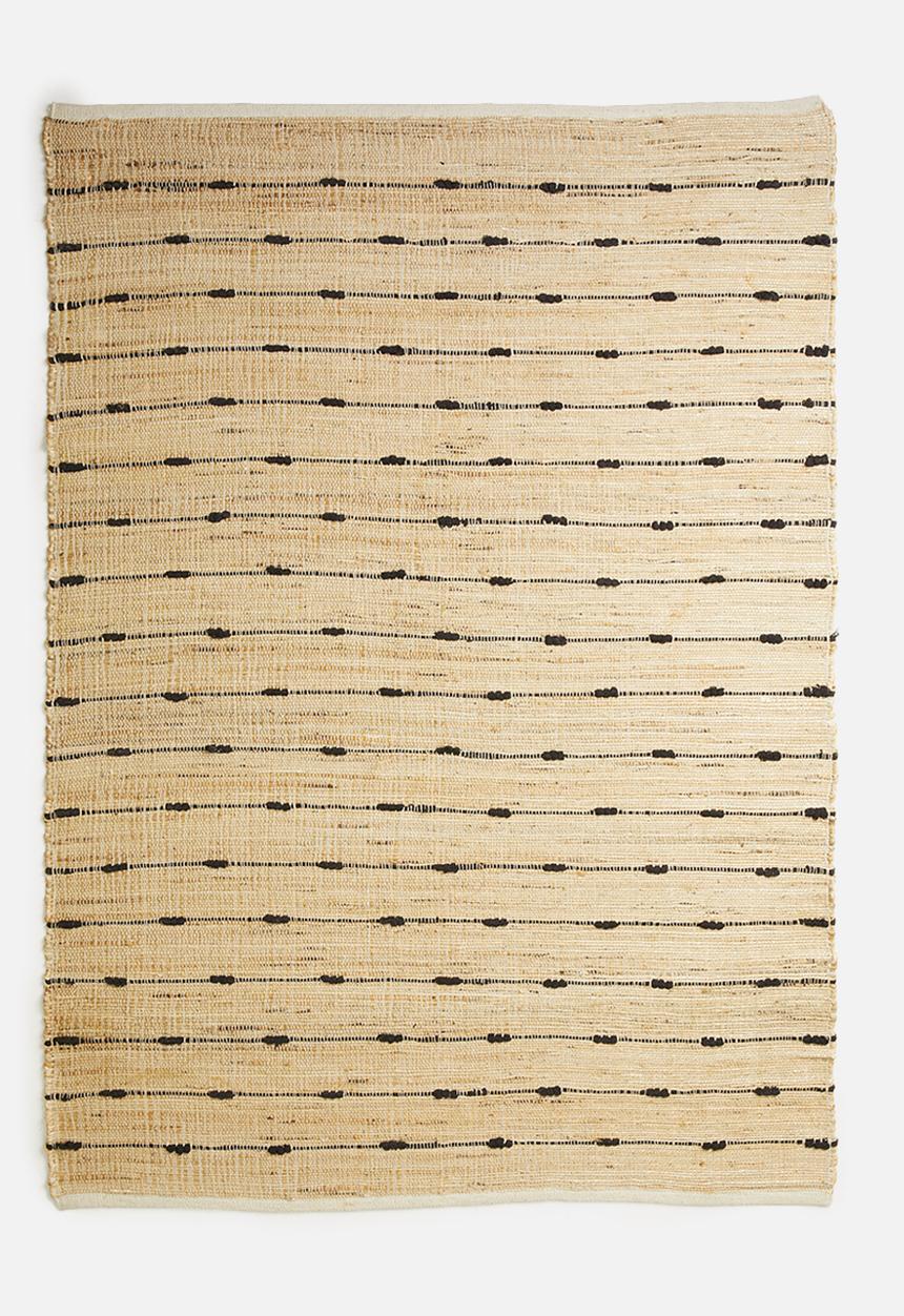 Sixth Floor - Line dot jute woven rug - beige & black