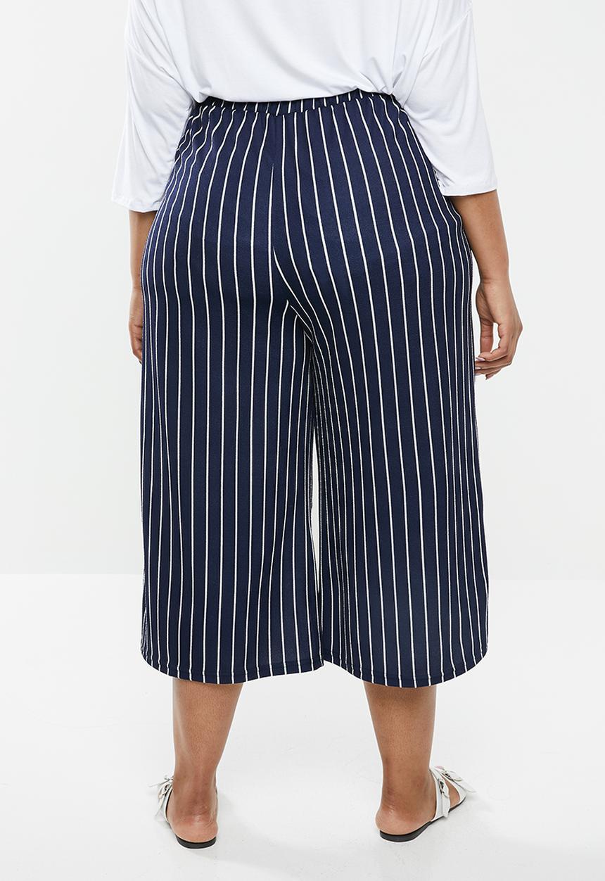 edit Plus - Tie front culottes - navy & white 