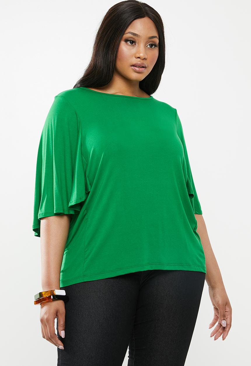 edit Plus - T-shirt with batwing styled sleeve - green