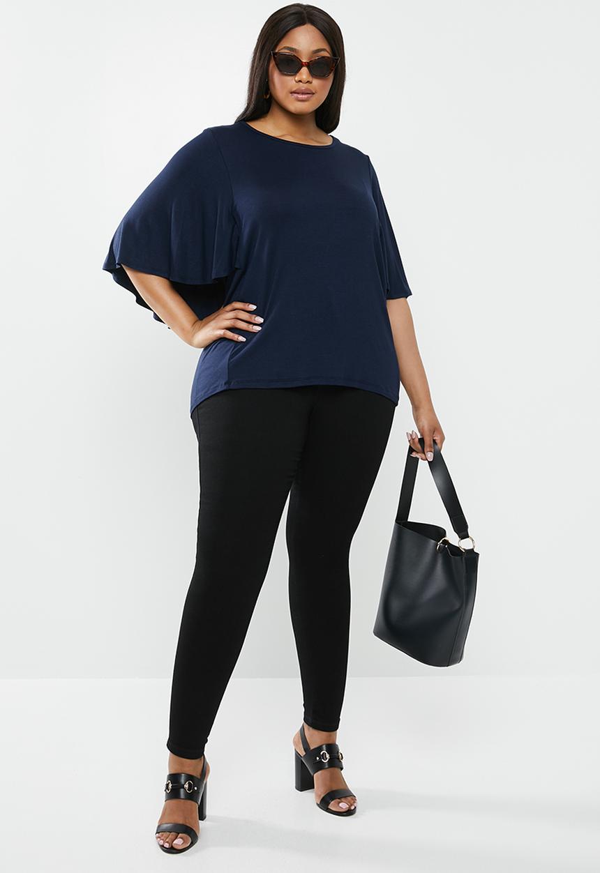 edit Plus - T-shirt with batwing styled sleeve - navy