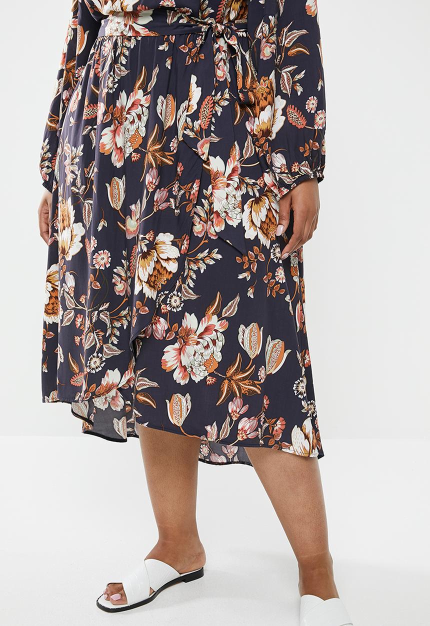 edit Plus - Dipped hem midi dress - multi
