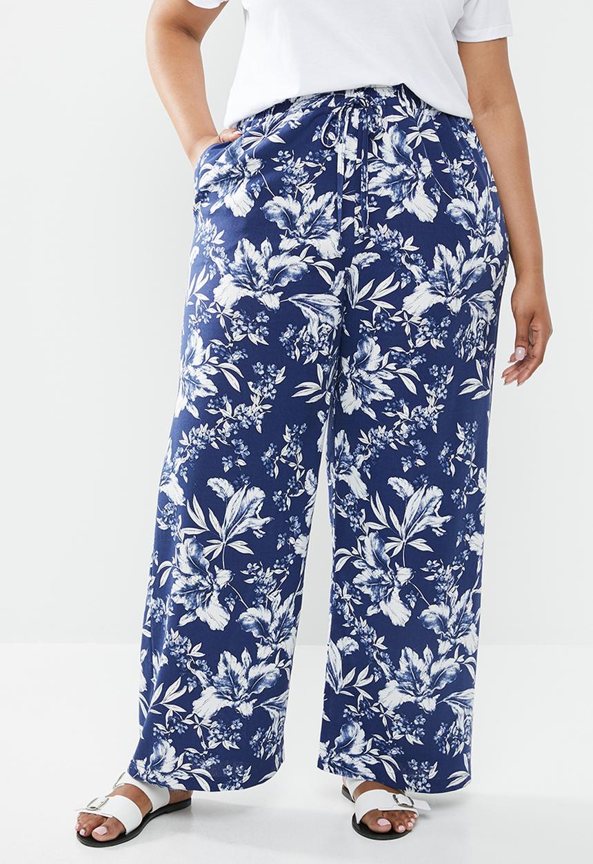 edit Plus - Wide leg pant - blue & white