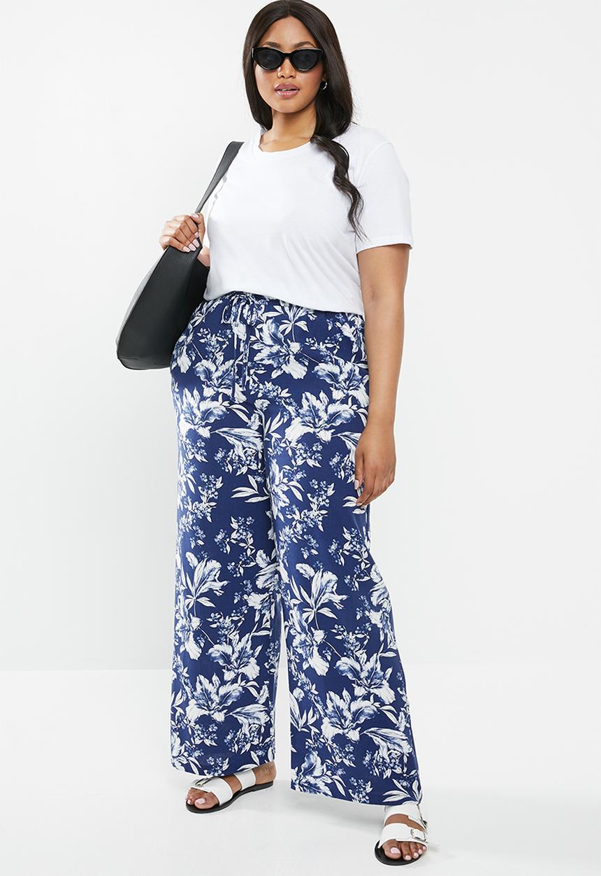 edit Plus - Wide leg pant - blue & white