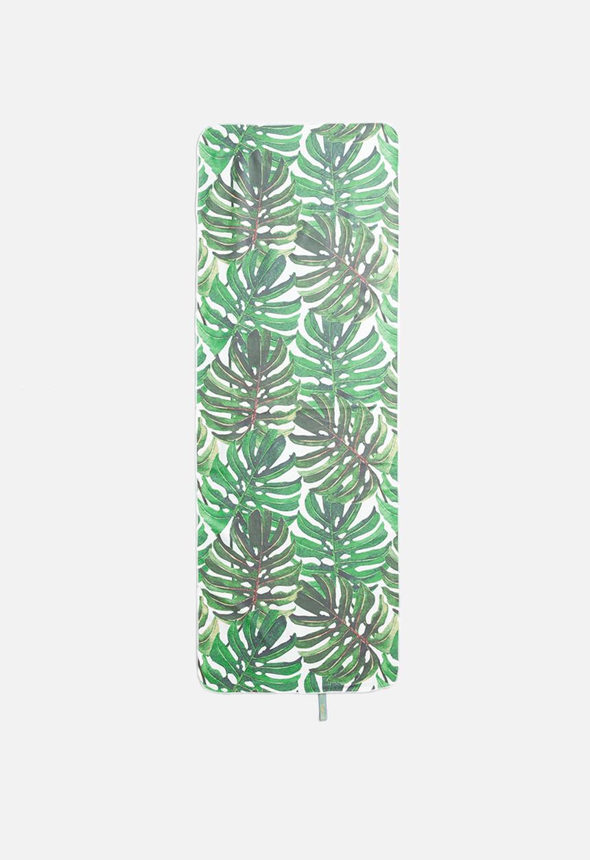 Bobums - Printed yoga towel - big green leaves