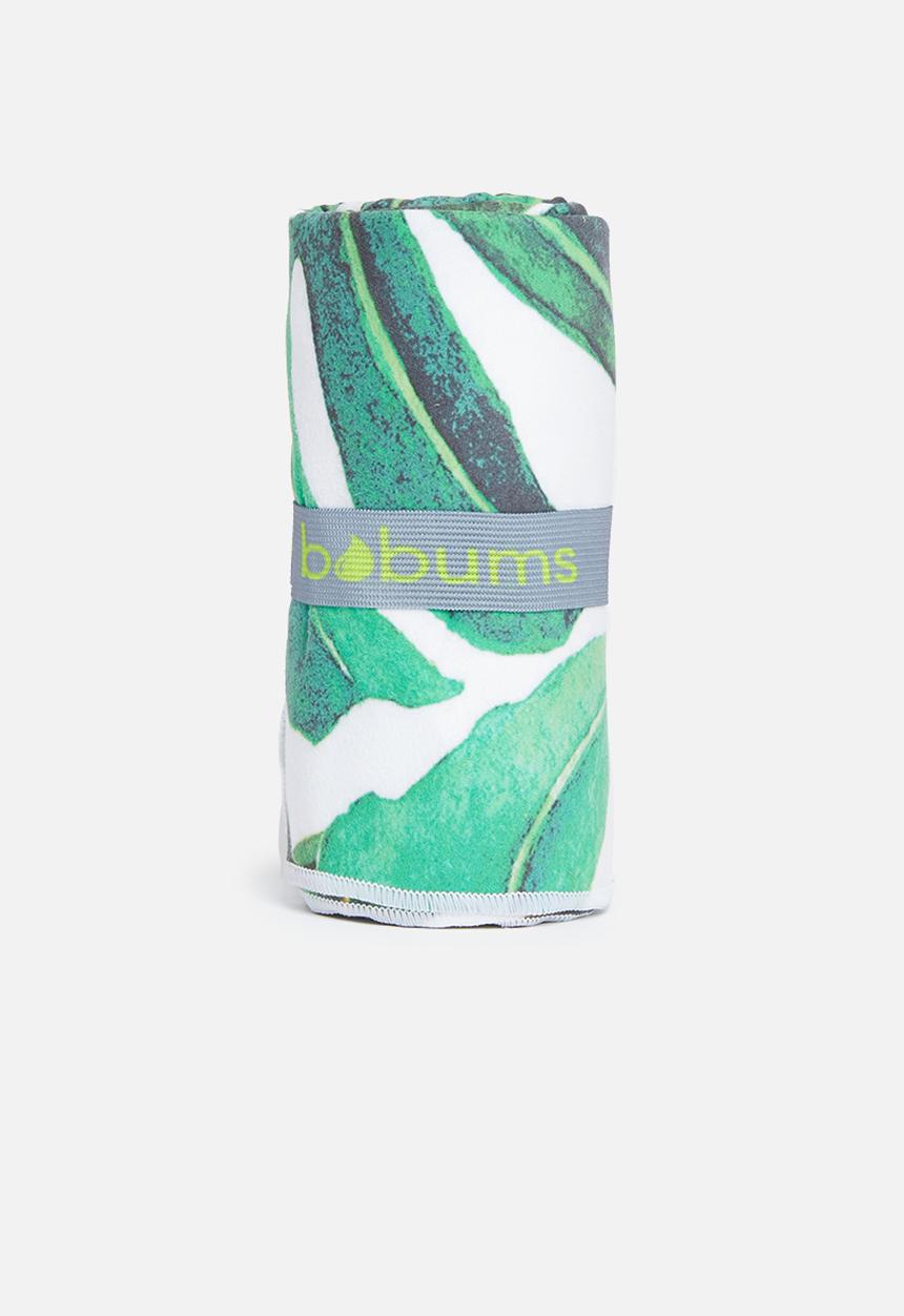 Bobums - Printed yoga towel - big green leaves
