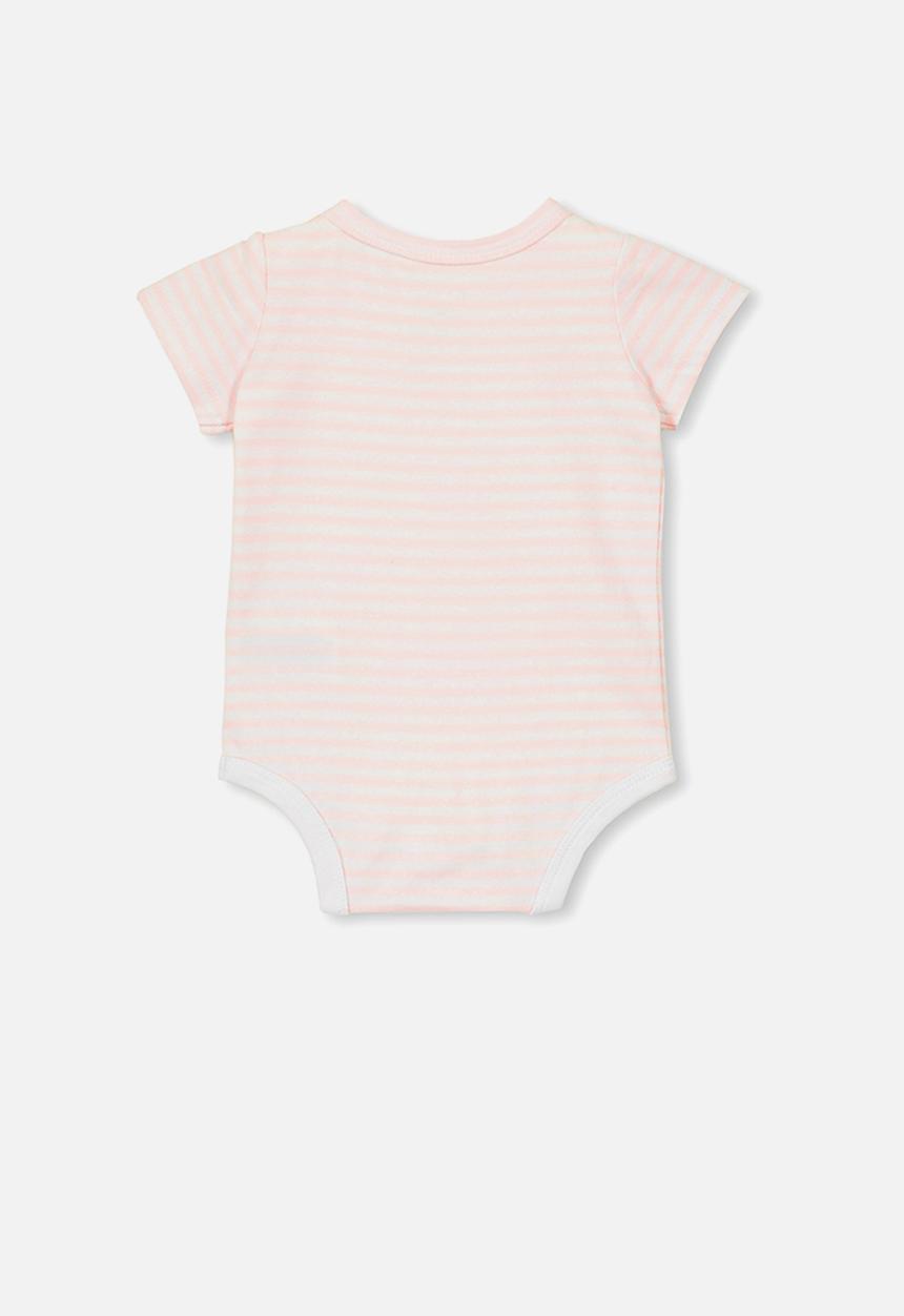 Cotton On - The short sleeve bubbysuit - pink & white 