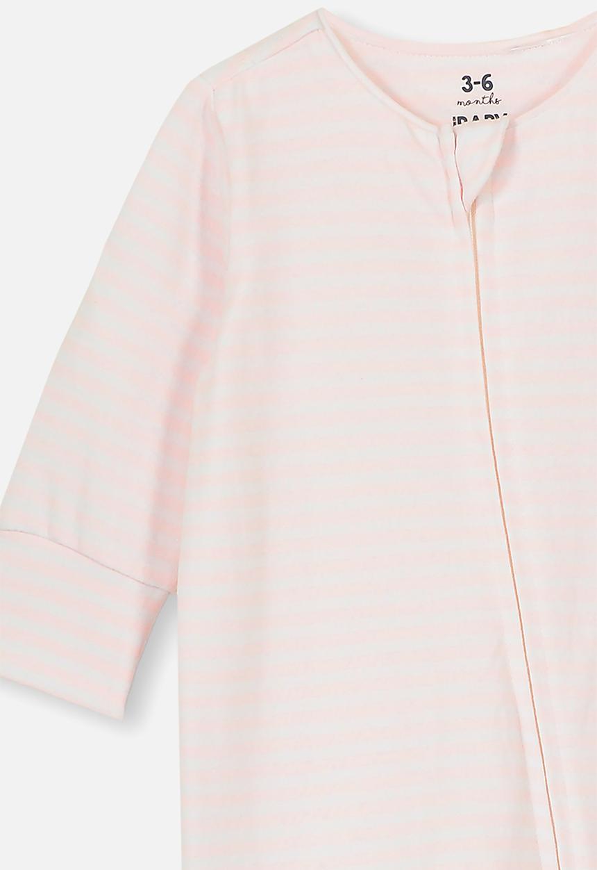 Cotton On - The long sleeve zip romper - pink & white 