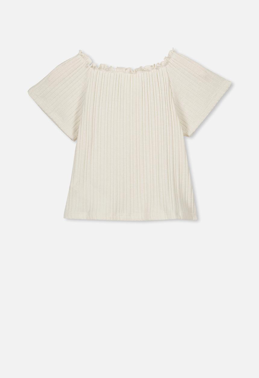 Cotton On - Effie short sleeve button through top - beige