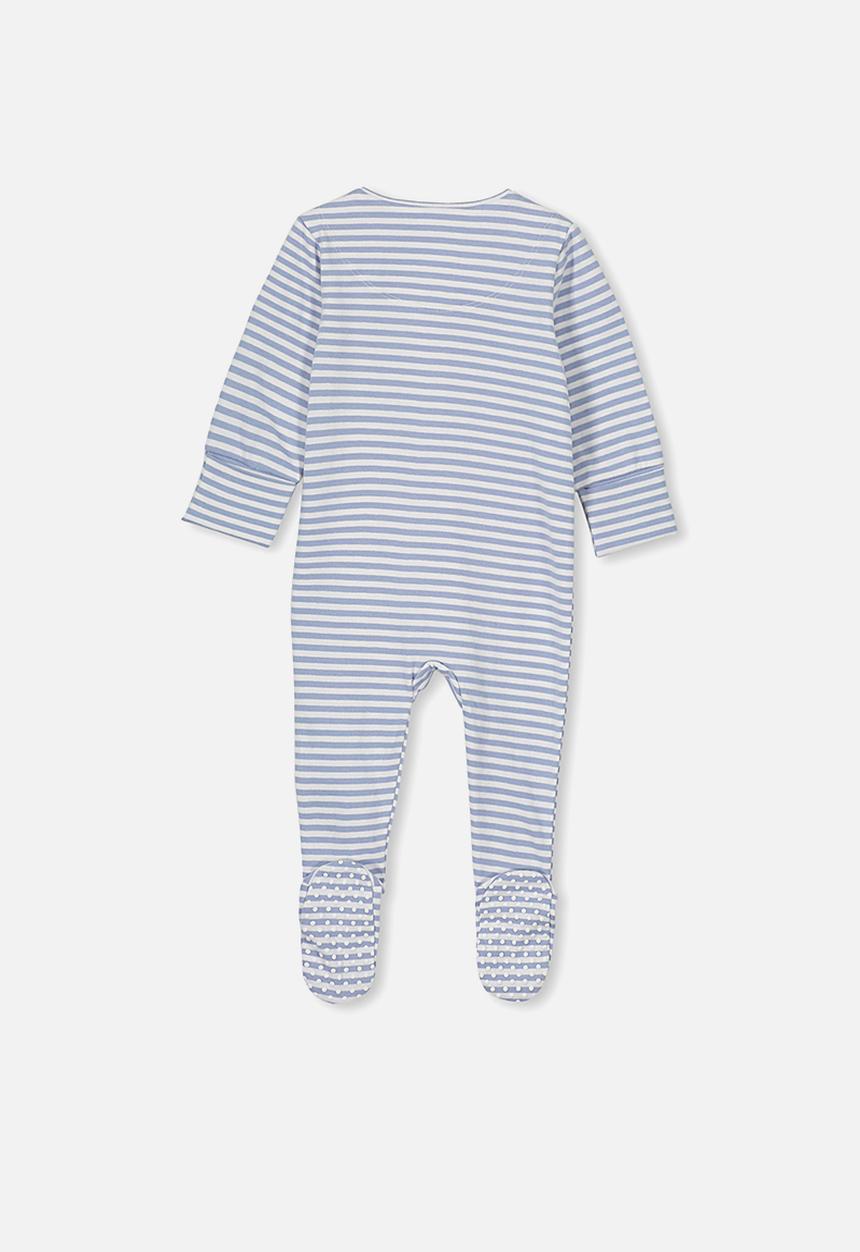 Cotton On - The long sleeve zip romper - blue & white 