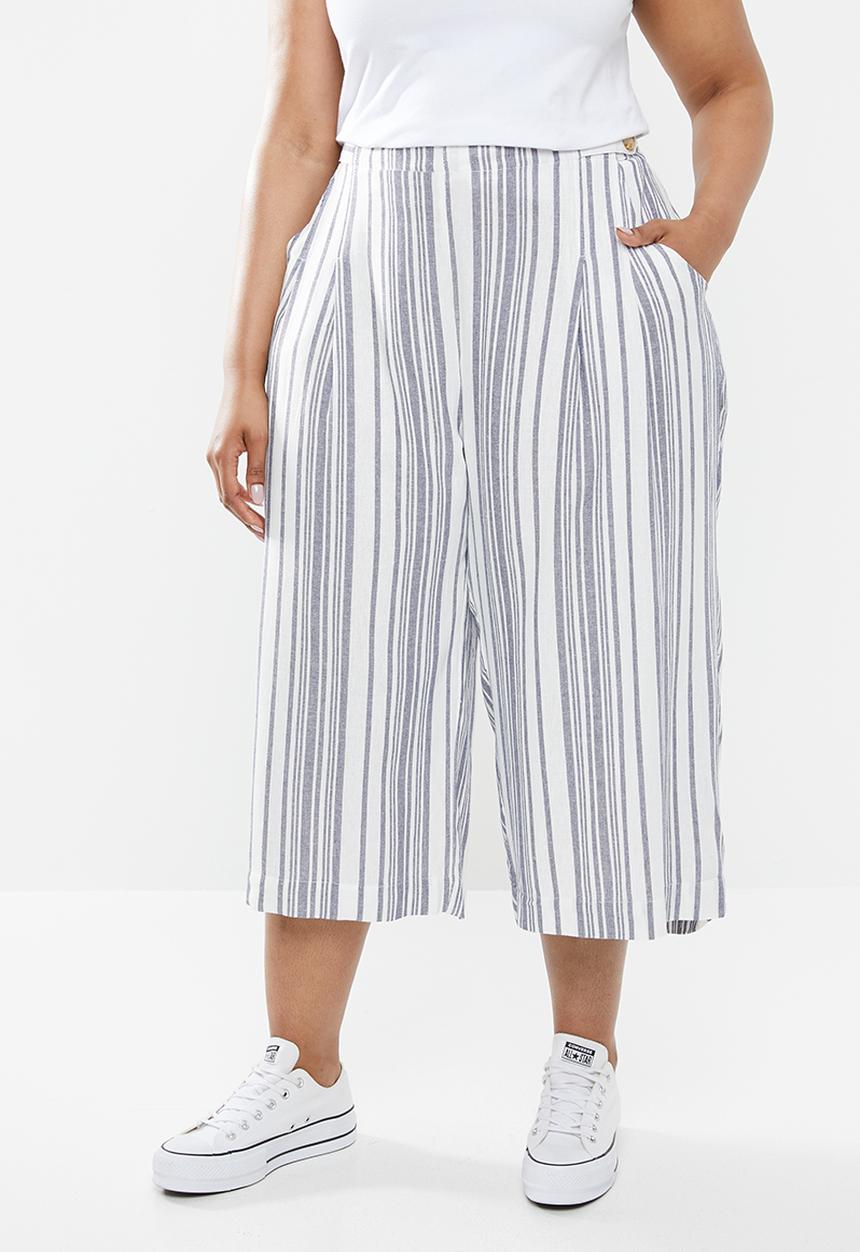 Cotton On - Curve luna button culotte - blue & white