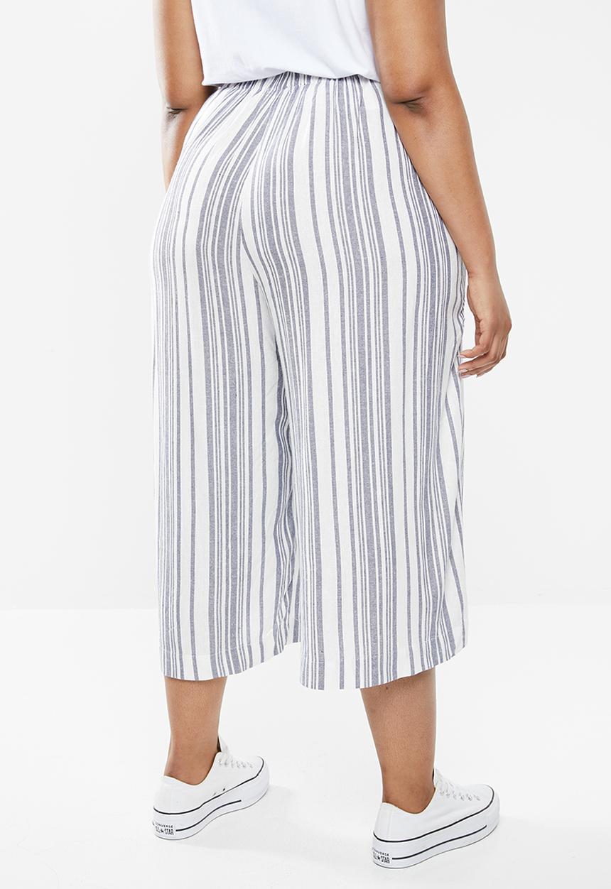 Cotton On - Curve luna button culotte - blue & white