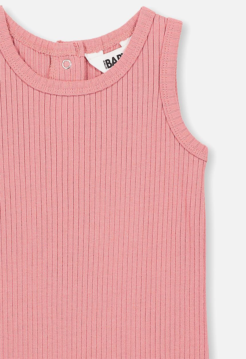 Cotton On - The sleeveless long leg rib romper - pink