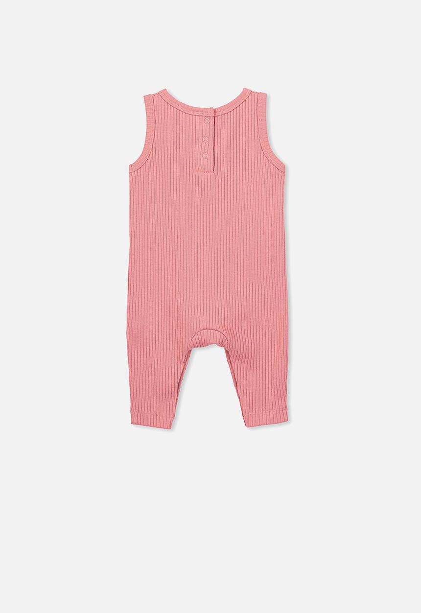 Cotton On - The sleeveless long leg rib romper - pink