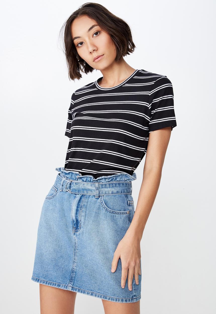 Factorie - Basic T-shirt - black & white 