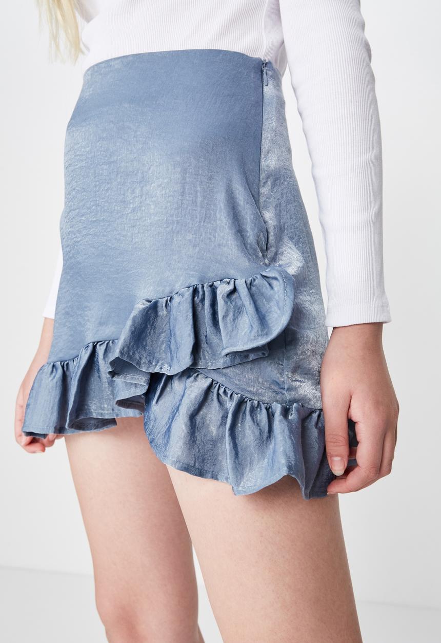 Factorie - Satin ruffle skirt - blue 