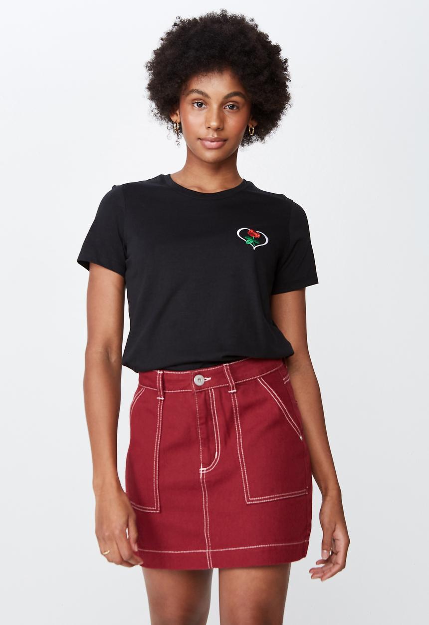 Factorie - Patch pocket denim skirt - black