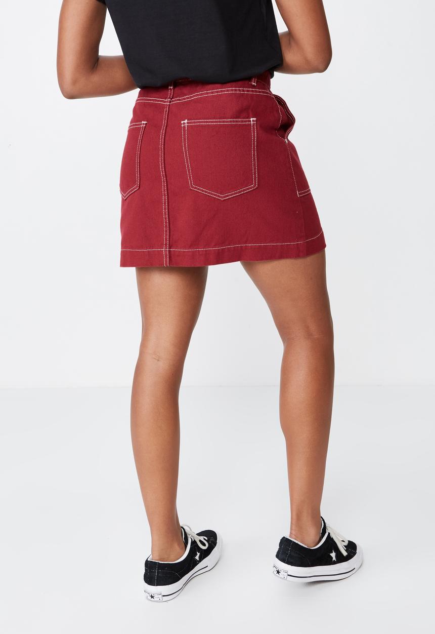 Factorie - Patch pocket denim skirt - black