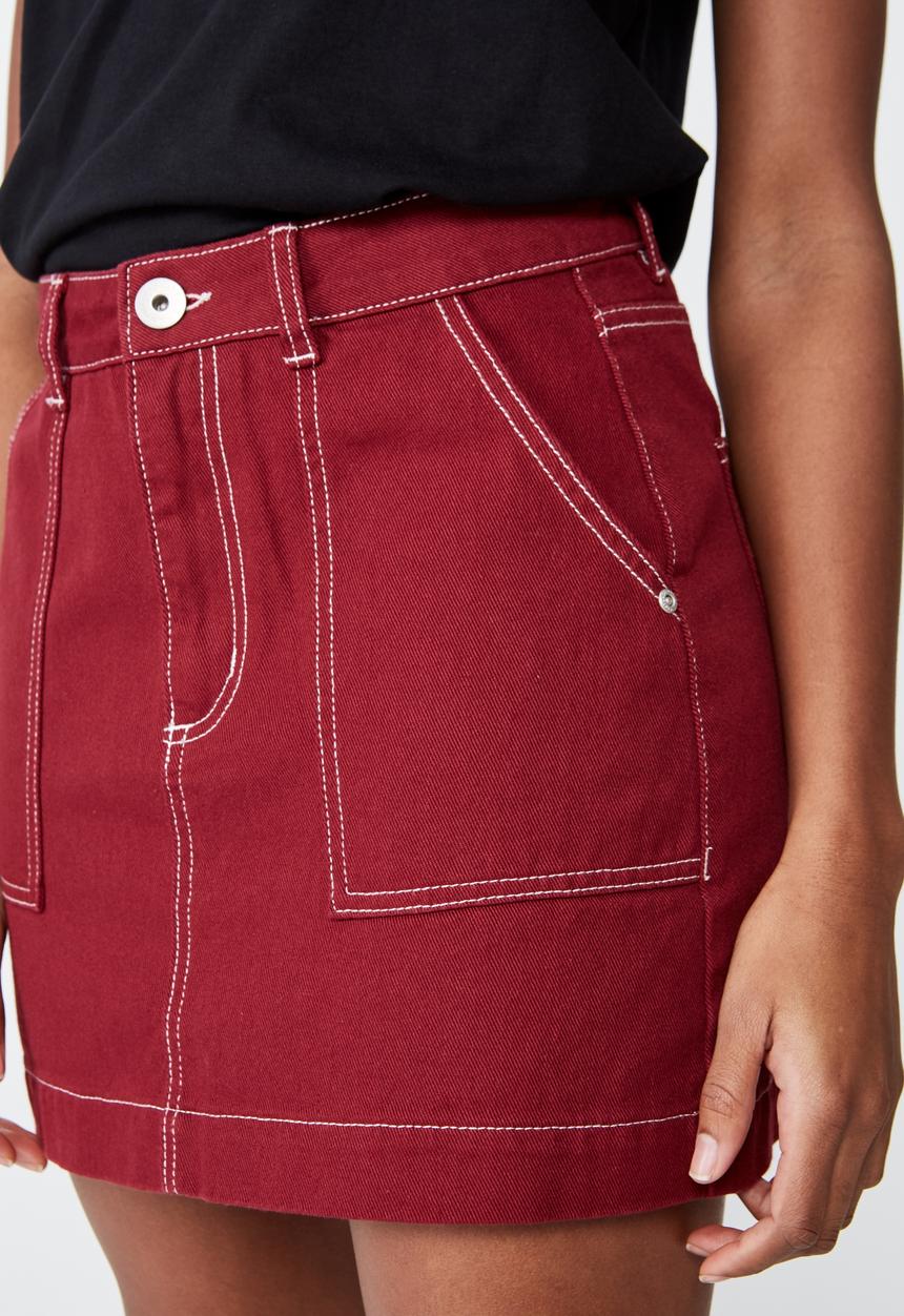 Factorie - Patch pocket denim skirt - black