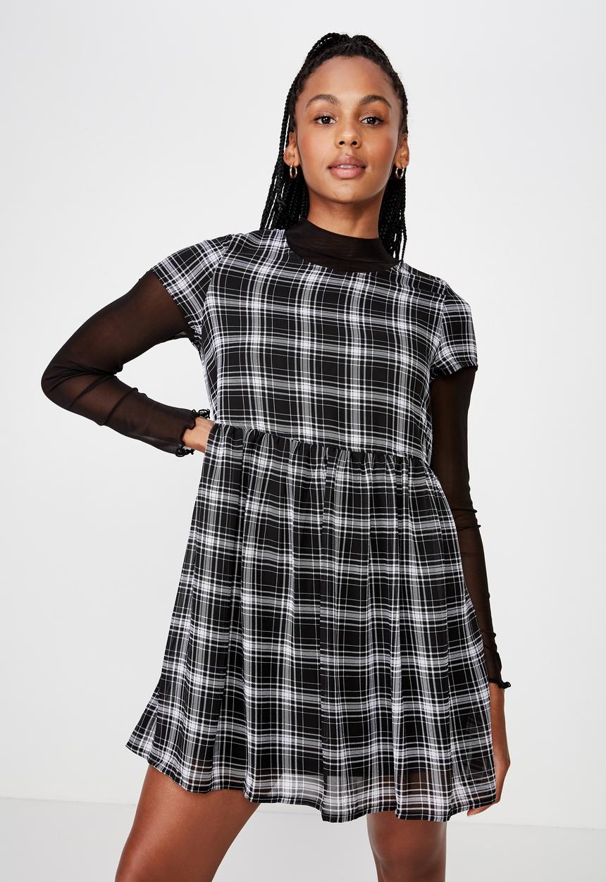 Factorie - Babydoll dress - black & white 