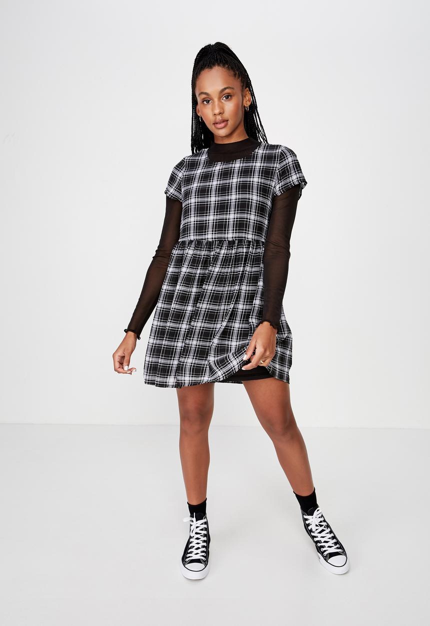 Factorie - Babydoll dress - black & white 