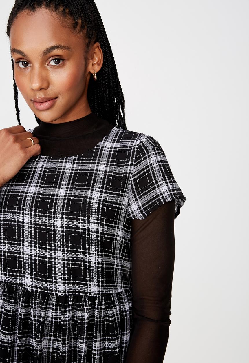 Factorie - Babydoll dress - black & white 