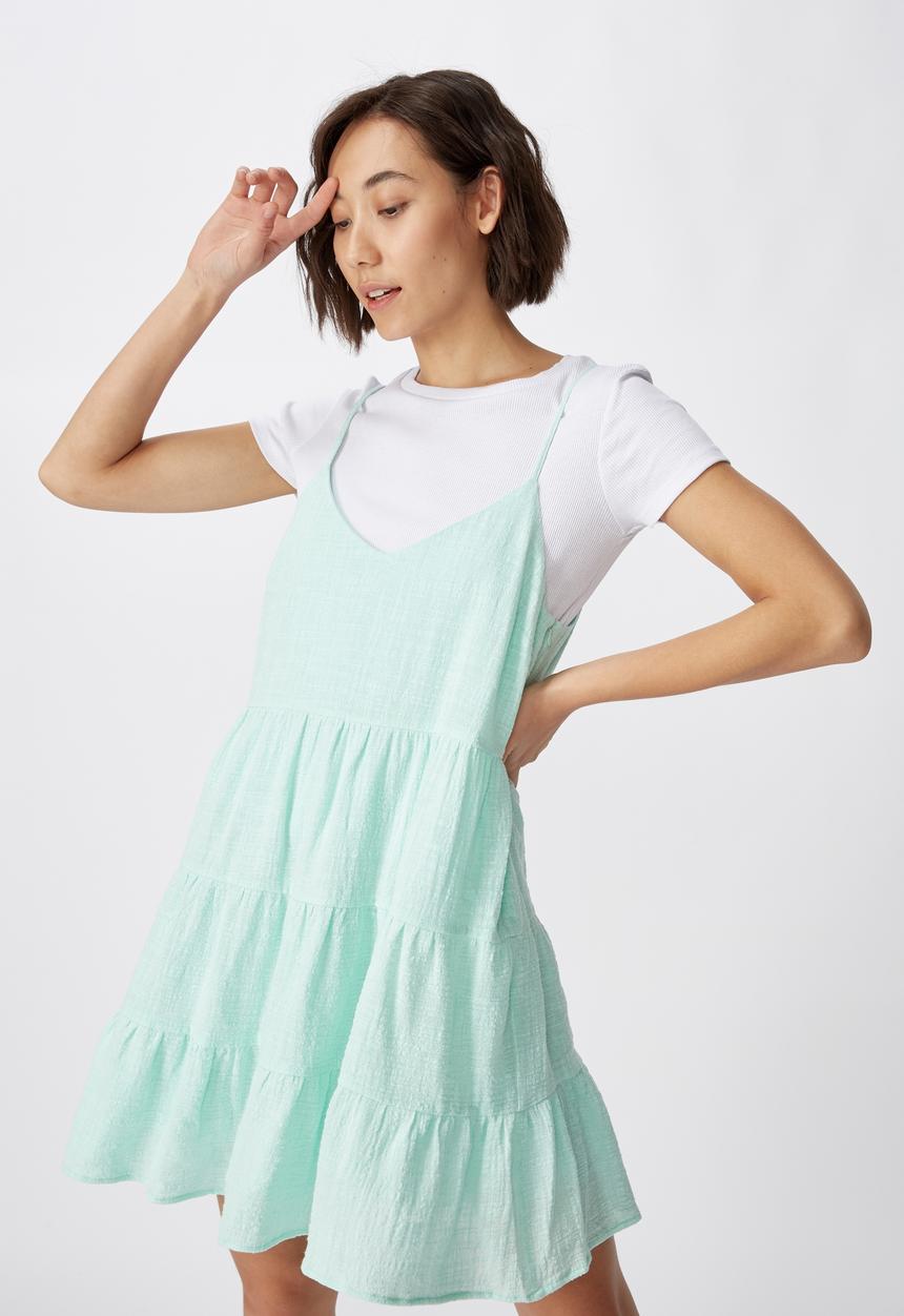 Factorie - Textured tiered dress - blue