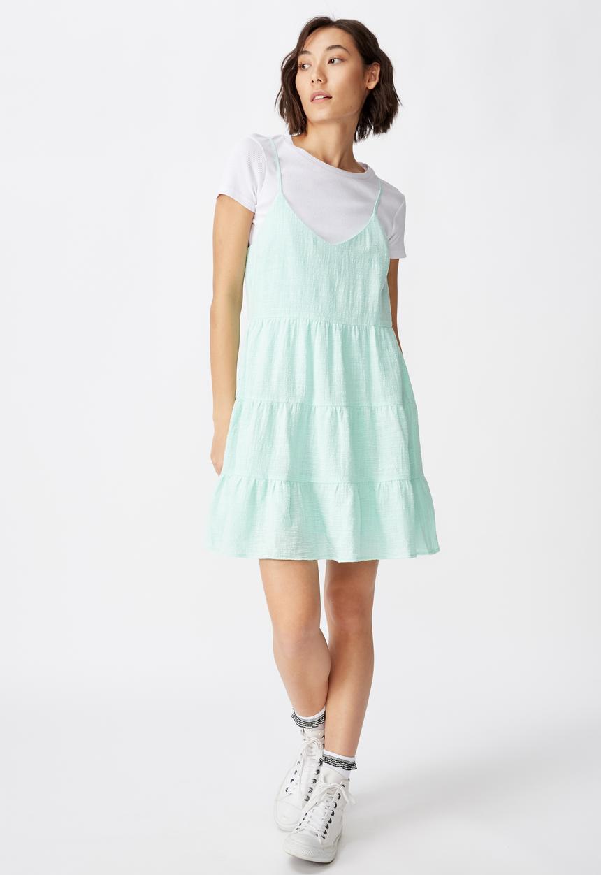 Factorie - Textured tiered dress - blue