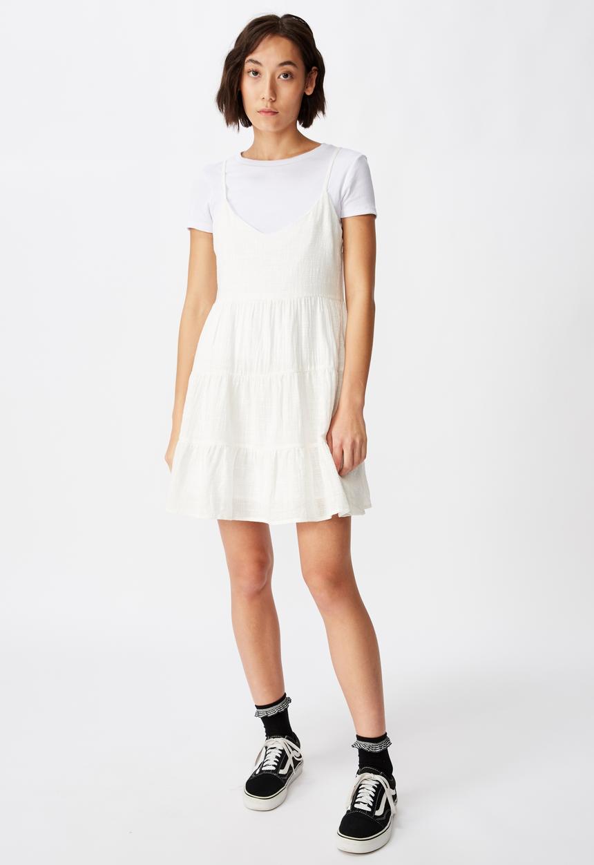 Factorie - Textured tiered dress - white