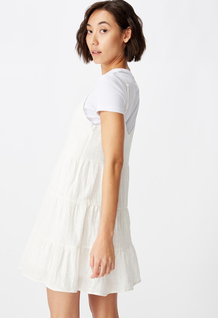 Factorie - Textured tiered dress - white