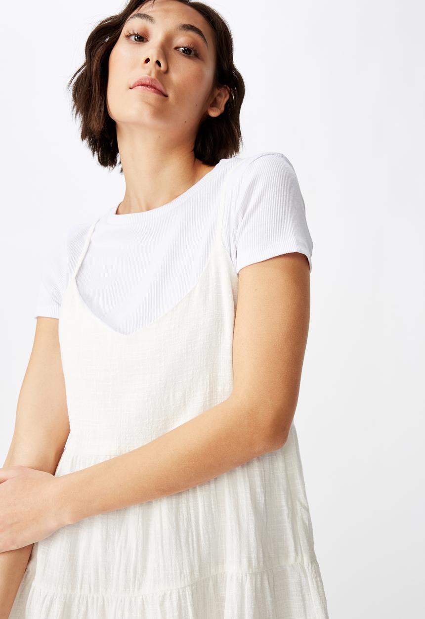 Factorie - Textured tiered dress - white