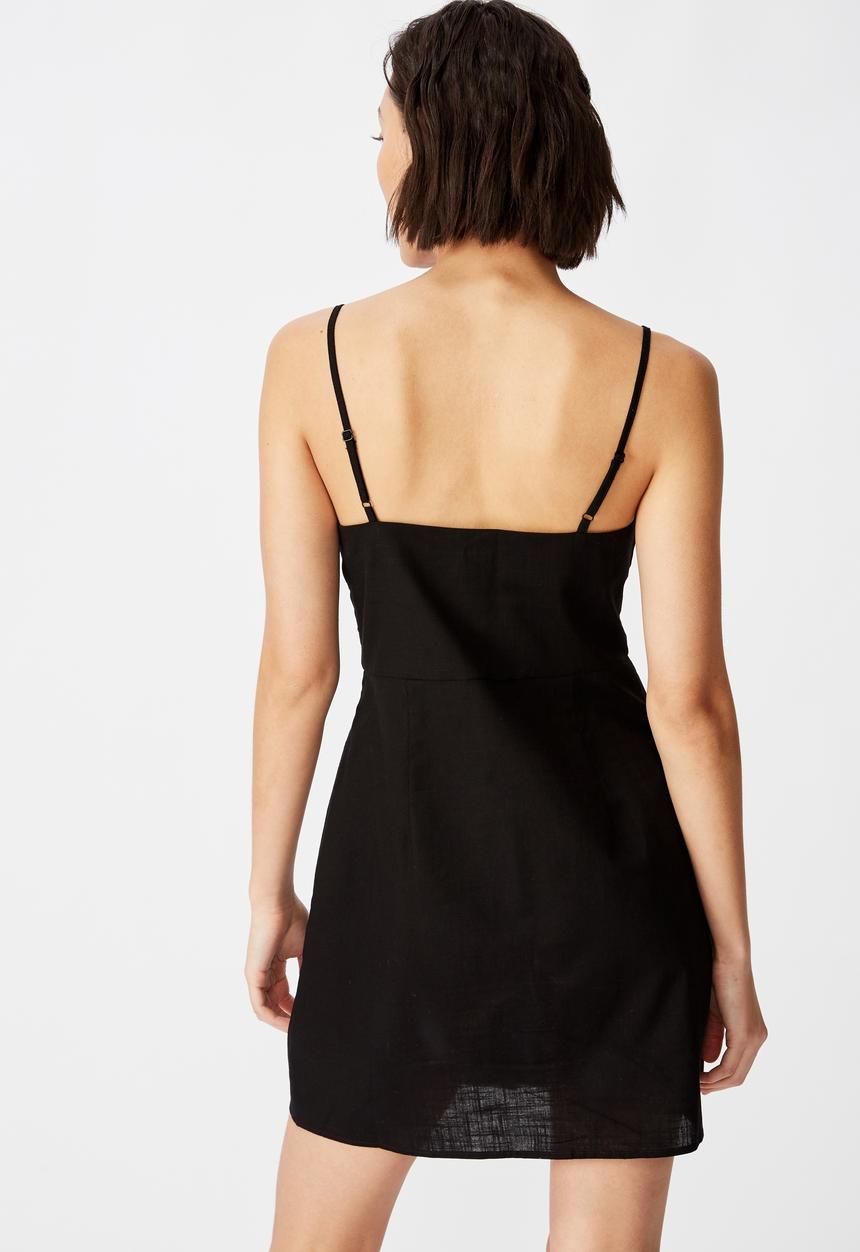 Factorie - Tie front button through dress - black