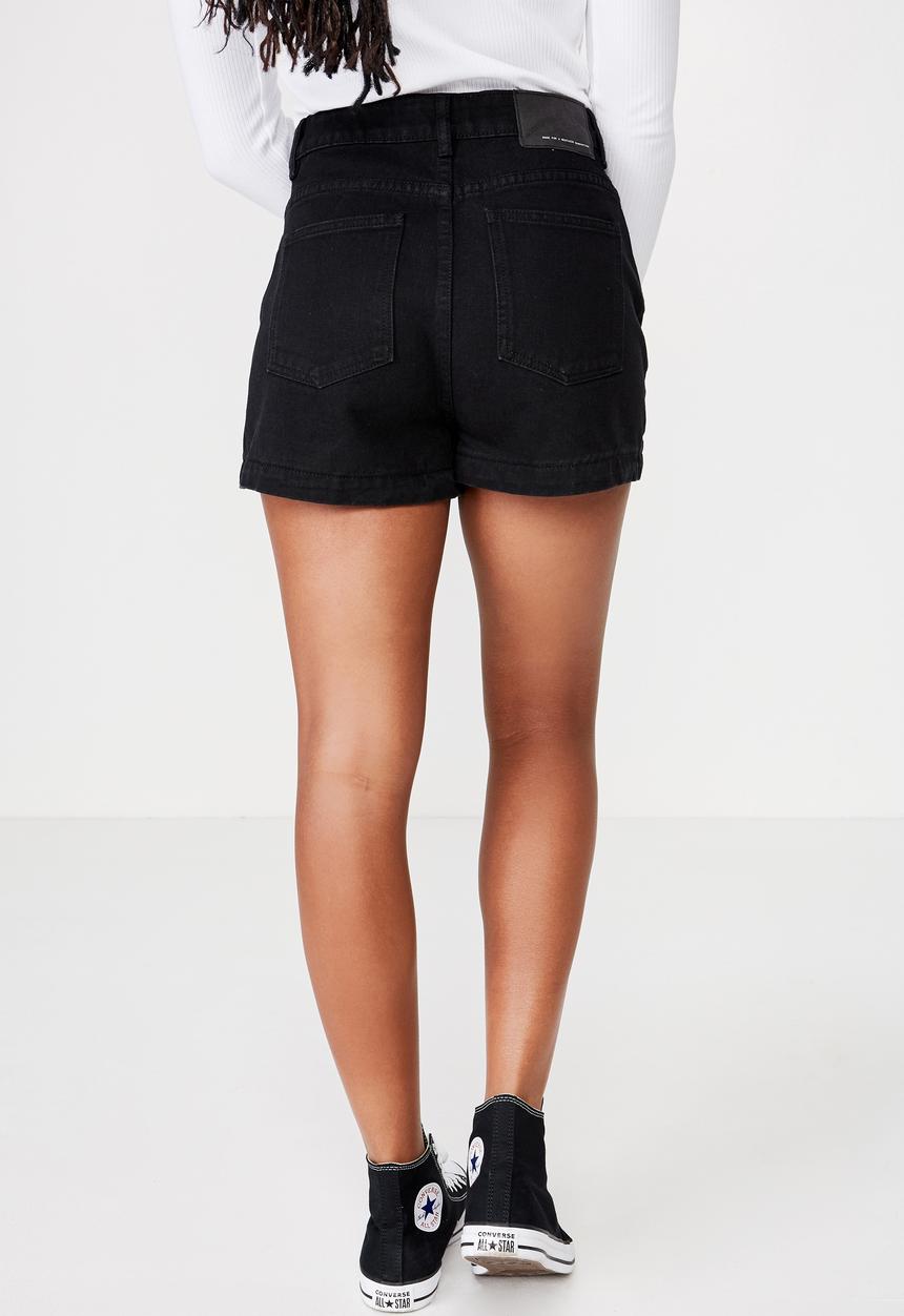 Factorie - High rise denim short - black