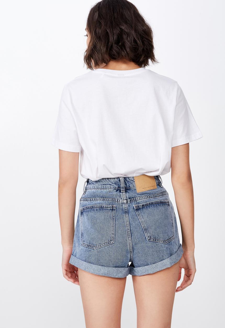 Factorie - High rise denim short - blue