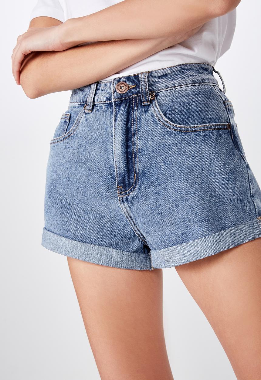 Factorie - High rise denim short - blue