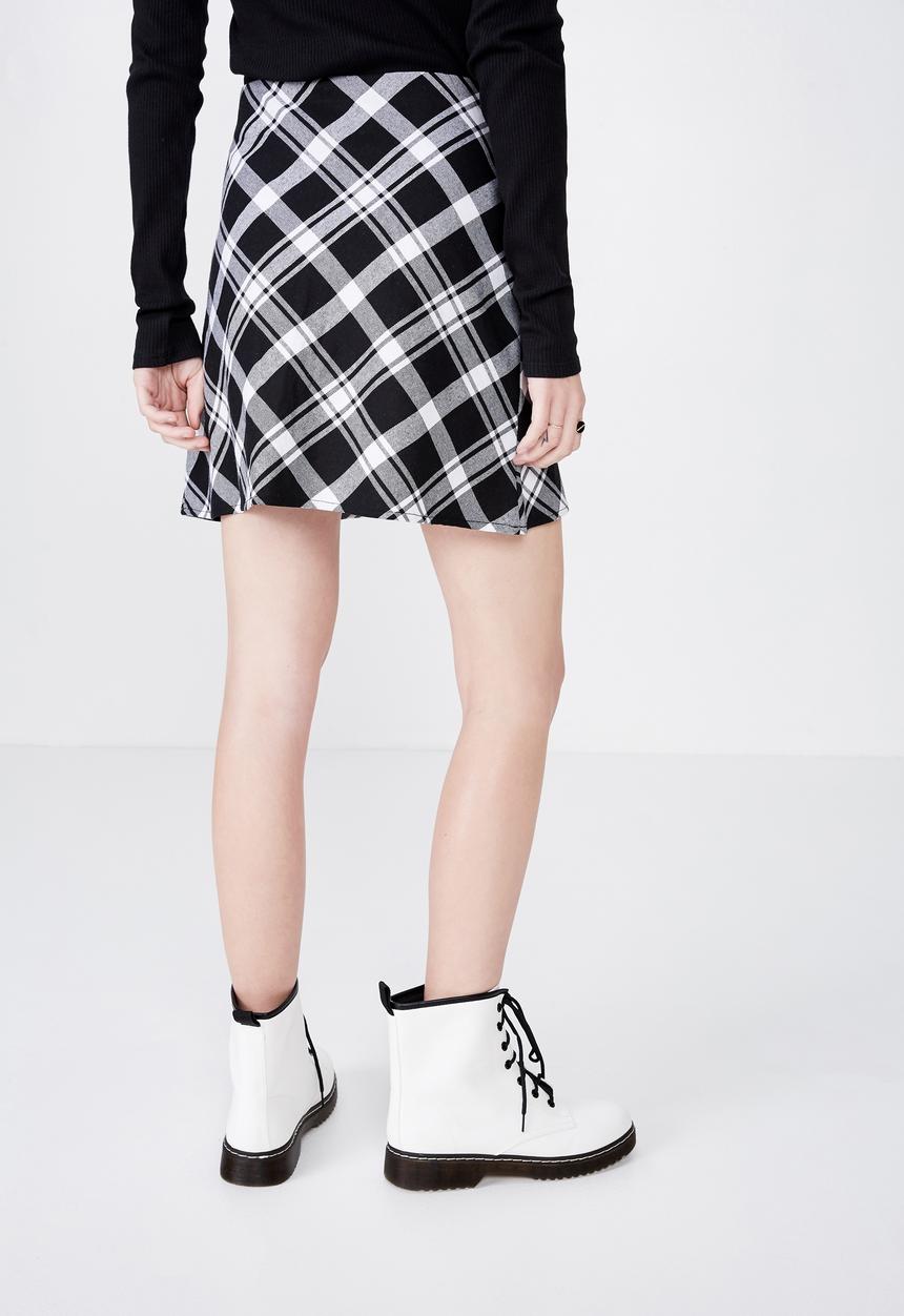 Factorie - A line check skirt - black & white 