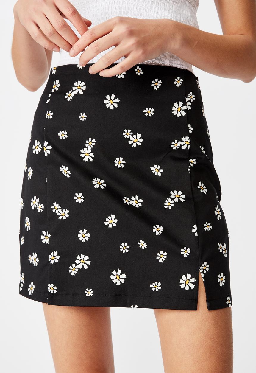 Factorie - Double split mini skirt - black & white 